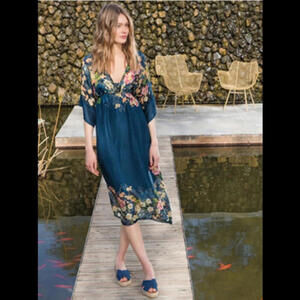 JOHNNY WAS Blue Floral Dress